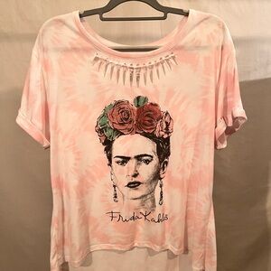 Womens top with Frida Kahlo printed on the front